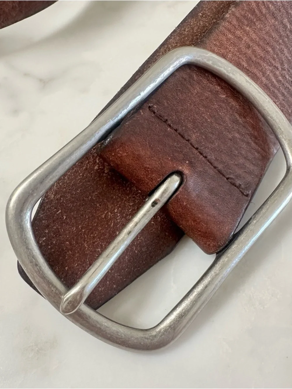Women’s J. Crew Brown Leather Belt with Silver Buckle. Size Medium - Picture 2 of 11